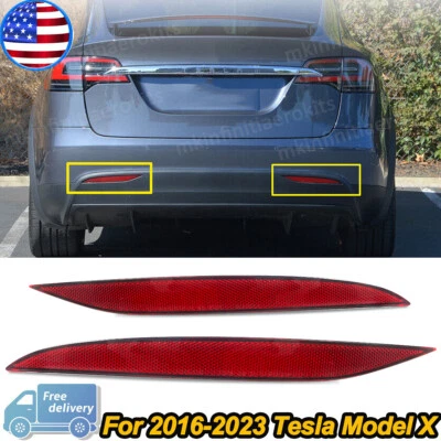 Rear Bumper Reflector Light Cover For Tesla Model X 1034342-00-C 1034343-00-C US Foto 1 de 4