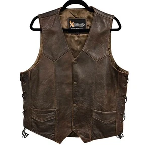 Vintage Xelement Men's M Brown Leather Motorcycle Embossed Eagle Design - Picture 1 of 15