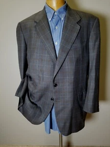 42R 42S Bespoke Windowpane Plaid brown Wool Surgeon Blazer Jacket SportCoat - Picture 1 of 6