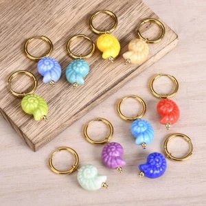 Lindos Coloridos Caracol de Mar Dijes Aro Pendientes para Mujer Verano Playa Oreja Joyería - Imagen 1 de 28