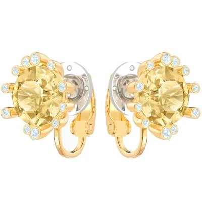 Pendientes de clip para mujer Swarovski enchapados en tono oro oliva cristal marrón 5485463 Foto 1 de 3
