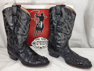 Pecos Bill Western Cowboy Boots Black Wing Tip Caiman Size 10 EE  w/ Box - Picture 1 of 23