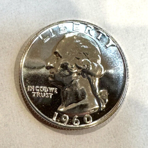 1960-P 90% Silver Proof 25c Coin ~ Blazing Luster ~Near Choice? ~  1 Coin ~ G67 Cover