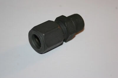 1/2 Tube Flareless x 3/8 MNPT Steel Hydraulic Fitting  Parker Ferulok 8 FBU-S - Image 1 of 4