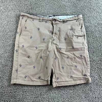 Pantalones Cortos Hudson & Barrow Para Hombre 36 Beige Azul Estampado de Cactus Elastizados Chino Bolsillos  Foto 1 de 4
