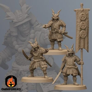 Samurai Miniature Command Group Dungeons and Dragons Mini DnD 5e 28mm - Picture 1 of 5