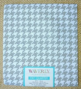 1 Waverly Pre Cut Fat Quarter 18"x21" Quilt Fabric Hounds Tooth Steel White Gray - Picture 1 of 1