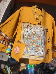 Gorgeous Thailand Embroidered Aztec 100% Hemp Jacket Large CH 38" - Picture 1 of 12
