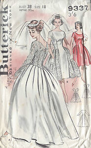 1950s Vintage Sewing Pattern B38 WEDDING & BRIDESMAID'S DRESS (1021)