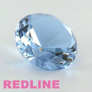 Round Crystal Diamond Paperweight Decor Light Blue  (3.25'' / 80 mm)