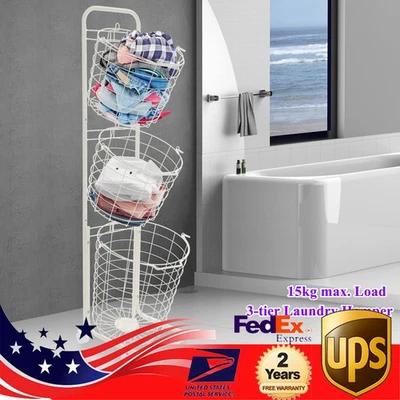 Cesta de almacenamiento de ropa con ruedas de plástico de 3 niveles cubo de basura Foto 1 de 4