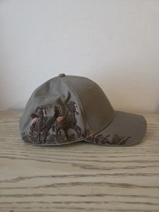 Vintage Wild Life Series Dri Duck Hat Cap Mens Brown Horses Embroidered Rare 90s - Picture 1 of 8