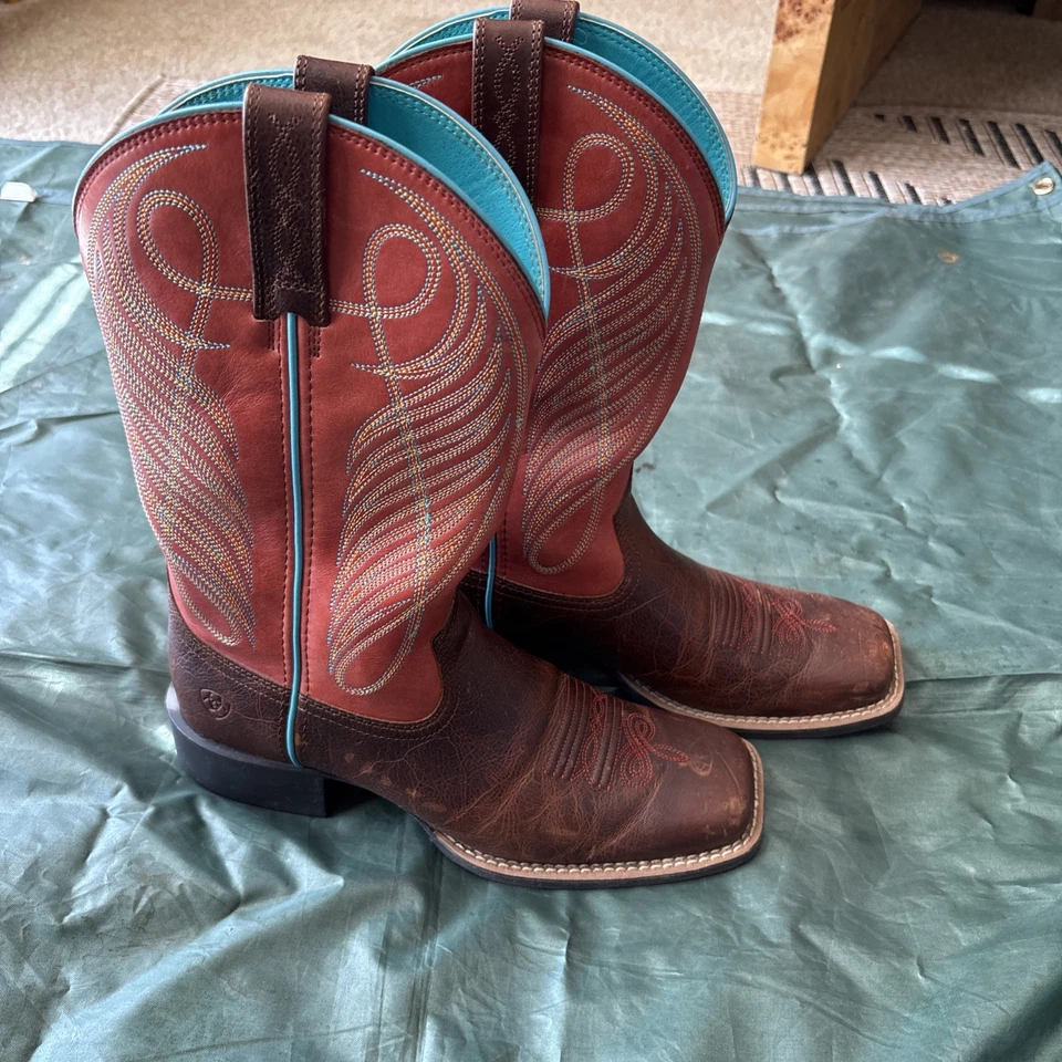 Ariat Western Womens Boots Round Up Wide Square Toe Western Brown Patina 7.5b - Image 1 of 4
