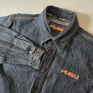 FUBU Boys M/12-14 Blue Denim Jacket Vintage 90s Hip Hop - Picture 1 of 7