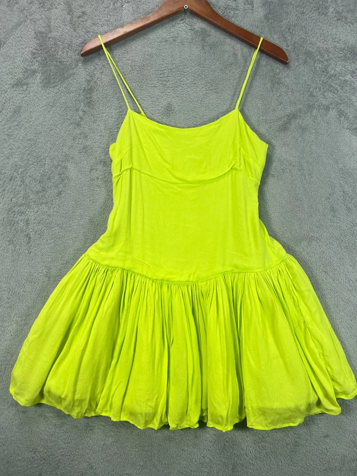 Olivaceous Lime Green Mini Dress Size Medium Womens Dress Crepe Tulle Sleeveless - Image 1 of 4