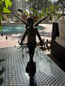 "ESTATUA DE ÁNGEL DE BRONCE VICI DE COLECCIÓN SOBRE BASE DE MÁRMOL 18"" DE ALTURA" - Imagen 1 de 10