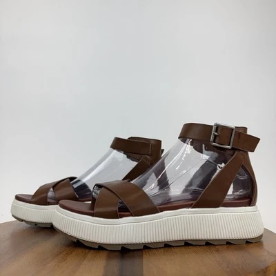 Nuevas sandalias de plataforma con tiras de cuero sintético marrón Mia Hana nuevas sin caja talla 8,5 M Foto 1 de 4