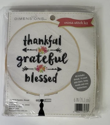 Dimensions Cross Stitch Kit Thankful, Grateful, Blessed 72-75818. 6"Hoop - Image 1 of 4
