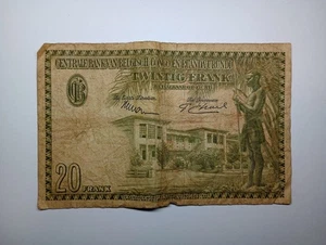 Belgian Congo 20 Francs 1954 Circulated Banknote Foreign World Paper Money - Picture 1 of 2