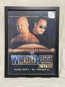 FRAMED 12x16 WWE Poster - Wrestlemania X-Seven Stone Cold vs. The Rock NEW - Picture 1 of 4