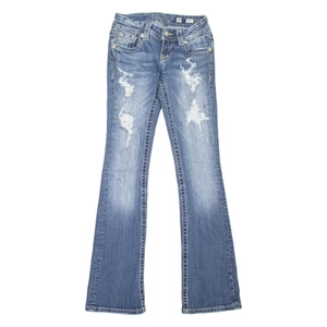 Jeans donna MISS ME firmati effetto invecchiato blu slim bootcut stone wash W24 L31 - Foto 1 di 6