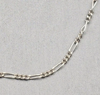 VTG Sterling Silver 925 Figaro Chain Bracelet 8" Spring Ring Closure - Imagem 1 de 4