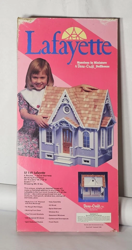 Vintage Dura-craft 1992 LF140 Lafayette Mansions in Miniature Wood Dollhouse