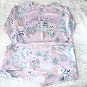Childrens Place Girls Size 16 Pajama 2 Piece Set Pink Warm Long Sleeve & Pants - Picture 1 of 2