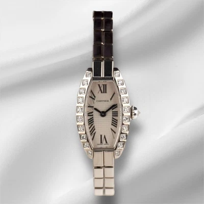 Reloj Cartier 27mm Tonneau Oro Blanco 18K Diamante Damas Cuarzo 2545 Foto 1 de 4
