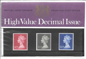 GB 1970 Decimal Machins. Hi Values. Presentation Pack [#18]. Contents listed - Picture 1 of 1