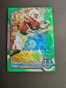 Xavier Worthy Green Shimmer /99 2021 2022 Bowman Chrome U University 67/99 - Imagen 1 de 2