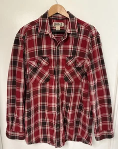 Duluth Trading Co. Shacket Men’s Large Red Plaid Button Up Flannel Heavy Weight - Picture 1 of 7