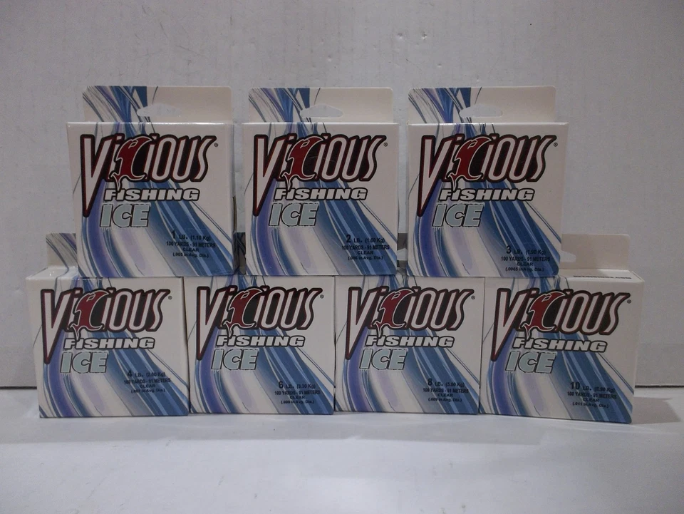 Línea de pesca Vicious Ice carretes de 100 yardas color claro ¡Elige tu peso! Nuevo en paquete Foto 1 de 1