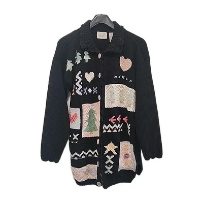 De Colección Kathie Lee Mujer M Cárdigan Suéter Negro Invierno Corazones Navidad Casa  Foto 1 de 4