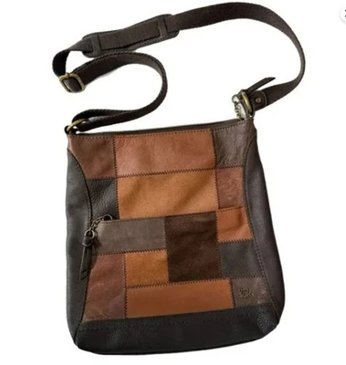  NUEVO CON ETIQUETAS $119 The Sack Lucia Cuero Marrón Parche Bandolera Hombro Talla Mediana Foto 1 de 4