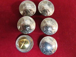 CONCHOS: 6 Real Coin High Grade " Indian" Nickles, Post & screw - Picture 1 of 1