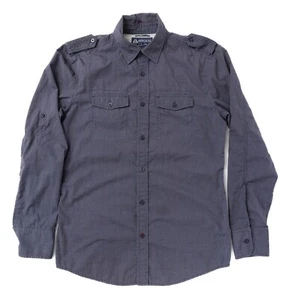 American Rag Button Up Shirt Men’s S Roll Tab Sleeve Casual Cotton Blend Blue - Picture 1 of 13