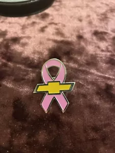 Chevrolet Breast Cancer Awareness Ribbon Enamel Lapel Pin Brooch, Pink & Silver - Picture 1 of 2
