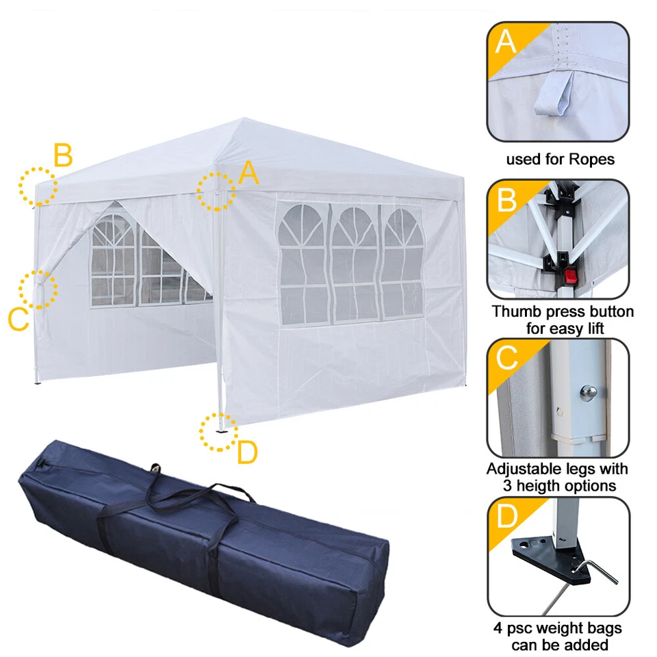 PANANA 2.5x2.5m Garden Pop Up Gazebo Waterproof Outdoor Party Canopy Tent Easy set-up