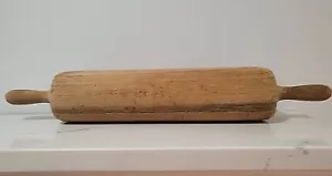 Oversized Primitive Antique Wood Rolling Pin, One Piece 22" x 3.5" - Picture 1 of 7