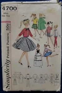 11.5 Doll Sewing Pattern Simplicity 4700 Vintage 1960s Cut - Picture 1 of 2