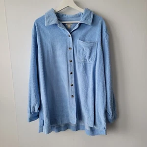 L.L. Bean Womens Corduroy Button Up Shacket size 1X Wide Wale Long Sleeve - Picture 1 of 10