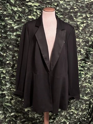 Jaqueta Blazer Lane Bryant Preta Rayon Elastano Elástico Feminina Plus 24 Nova - Imagem 1 de 4