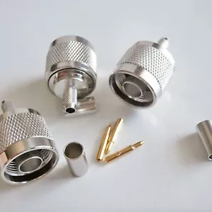 10X N male plug crimp RF RG58 RG142 LMR195 RG400 Cable Coax Coaxial connector - Picture 1 of 6
