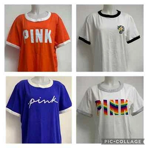 Victoria's Secret Pink Campus Ringer Short Sleeve Crewneck Tee - Picture 1 of 26