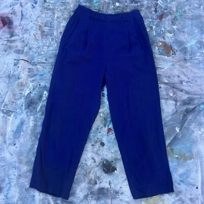 Pantalones de sarga de algodón azul marino vintage de los años 40 cintura alta cremallera lateral ropa deportiva Foto 1 de 4