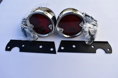 1954 1955 1ST SERIES CHEVY, GMC TRUCK PR.BLACK TAIL LIGHT ASSEMBLIES W/ BRACKETS - Image 1 of 3