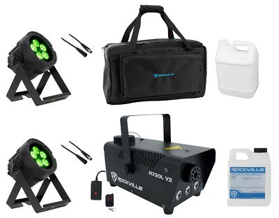 (2) American DJ ADJ Encore LP5IP Outdoor RGBL LED DMX Par Wash Lights+Fogger+Bag - Image 1 of 4