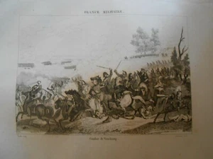 1836 INCISIONE IN ACCIAIO BATTAGLIA DEI VAUCHAMPS FRANCIA GUERRA NAPOLEONICA - Foto 1 di 5