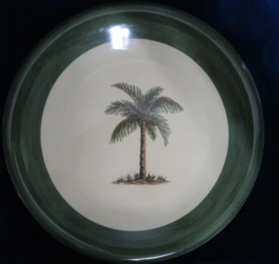 J C PENNEY TROPICAL PLATES MELAMINE PALM TREE SALAD PLATE 8.5" VGUC - Image 1 of 4